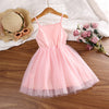 2023 Summer Girls' Princess Wind Mesh Flower Embroidery Suspender Dress Baby Girl Dress Dress