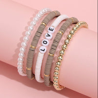 Colorful Soft Pottery Bracelet 5-piece Set - PrettyKid