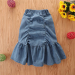 Toddler Kids Girls Solid Color Jacket Pleated Denim Skirt Suit Trendy Girl Clothes Wholesale - PrettyKid