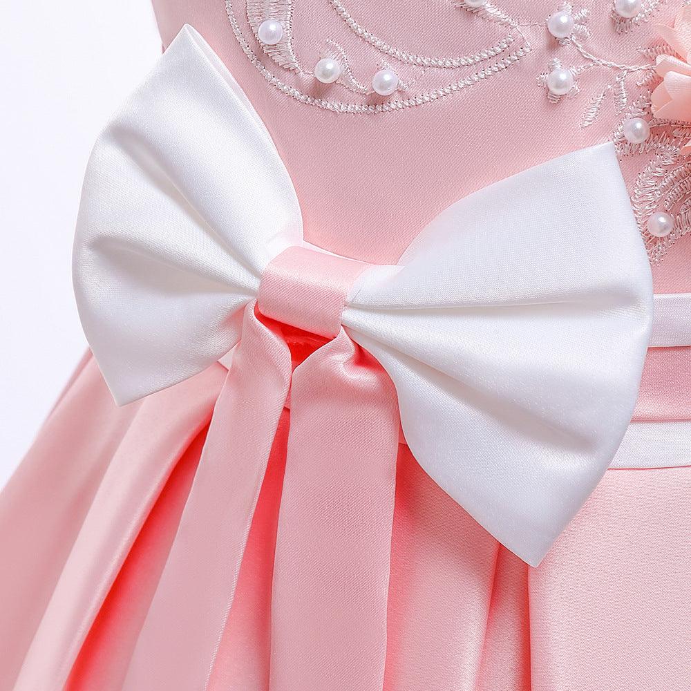 Kids Girls Bow Embroidered Pengpeng Skirt Children's Dress Wholesale Girls Dresses - PrettyKid