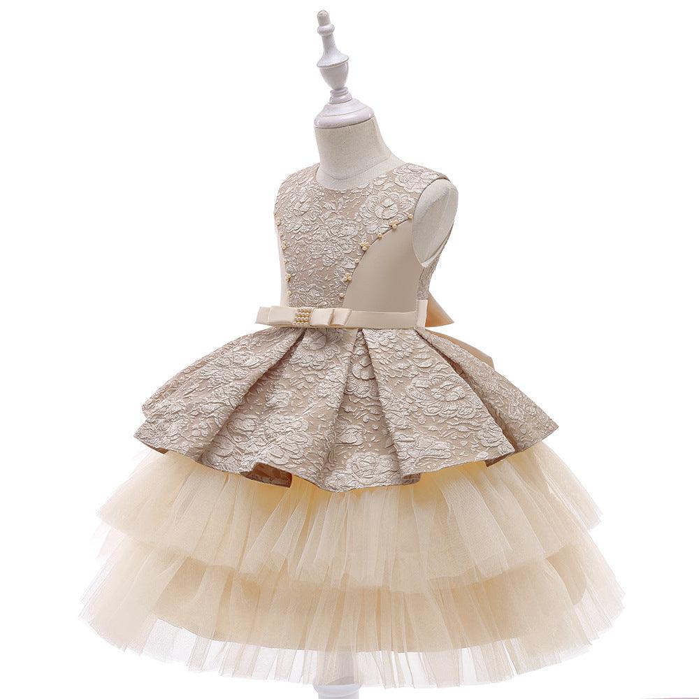 Kids Girls' Gauze Jacquard Fluffy Dress Children's Clothes Manufacturers Wholesale - PrettyKid