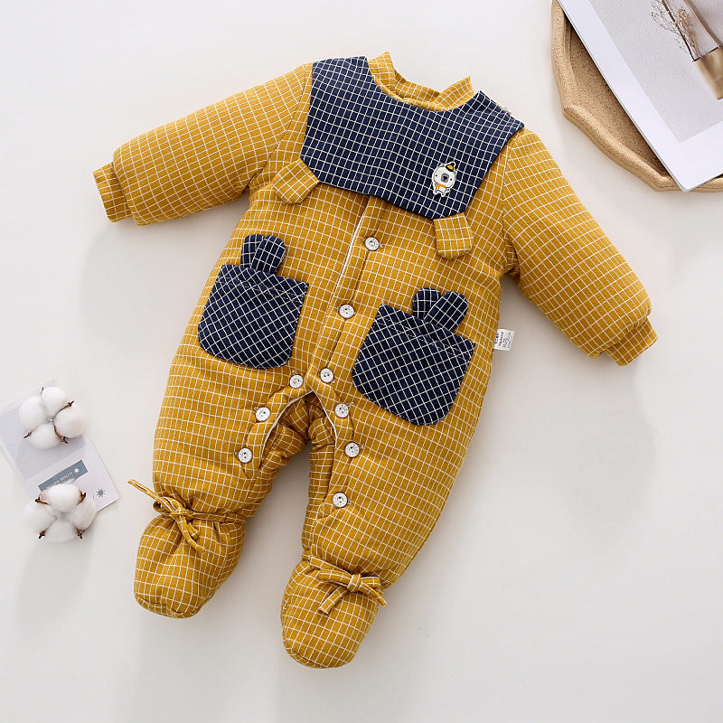 Baby Boys Girls Winter Thickened Cotton Wrapped Feet Jumpsuit Cotton Clothes Cotton Clothing - PrettyKid