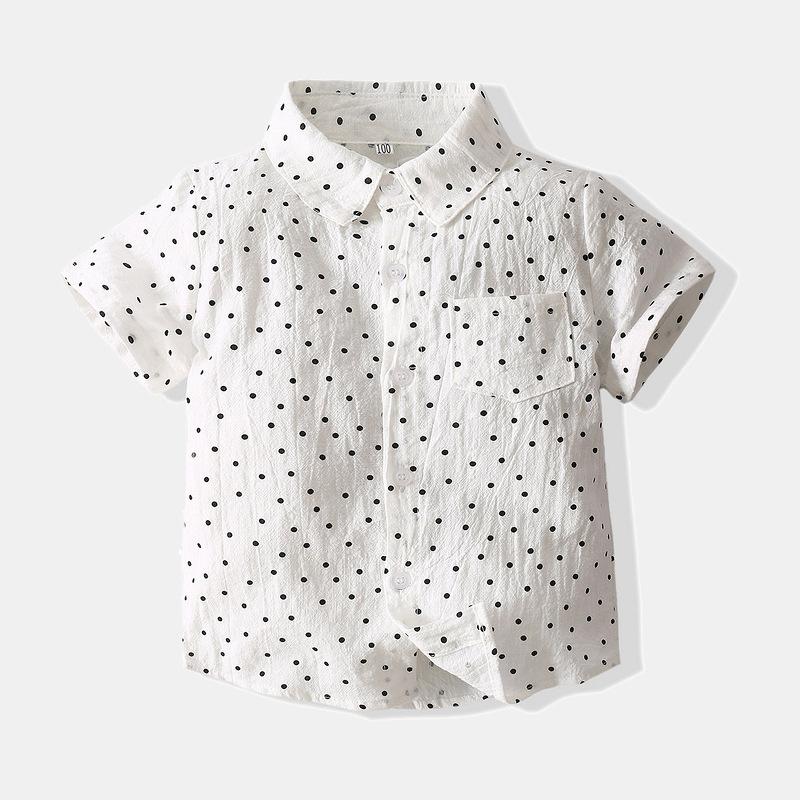 Children's Shirt Short Sleeve Fashion Dot Shirt Online - PrettyKid