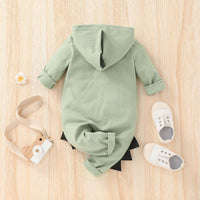 Baby Boys Girls Cartoon Dinosaur Modeling Solid Color Jumpsuit - PrettyKid