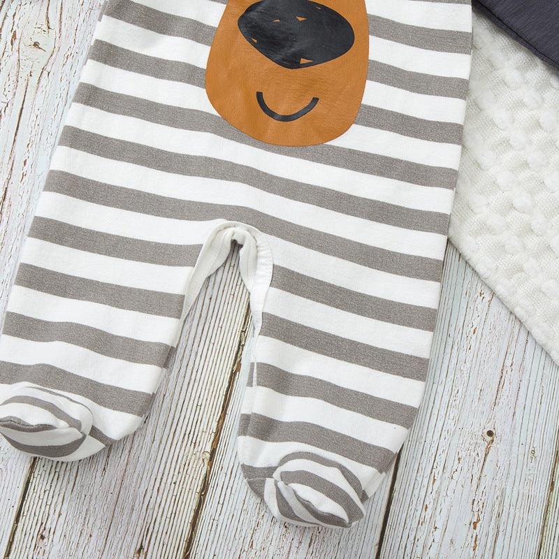 Baby Boys Dog Stripe Print Wrap Jumpsuit - PrettyKid