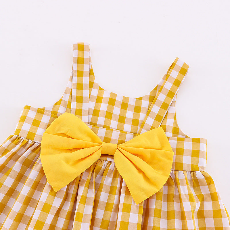 Toddler Kids Girls Solid Plaid Sleeveless Dress - PrettyKid