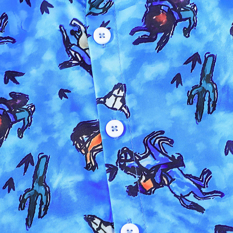 Boys' Short Sleeve Shirt+shorts Two-piece Children's Summer Holiday Cartoon Print Suit - PrettyKid