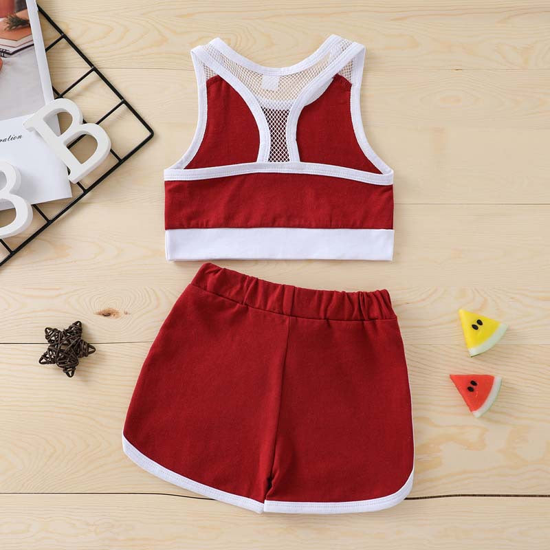 Toddler Kids Solid Contrast Tank Top Shorts Breathable Sportswear - PrettyKid