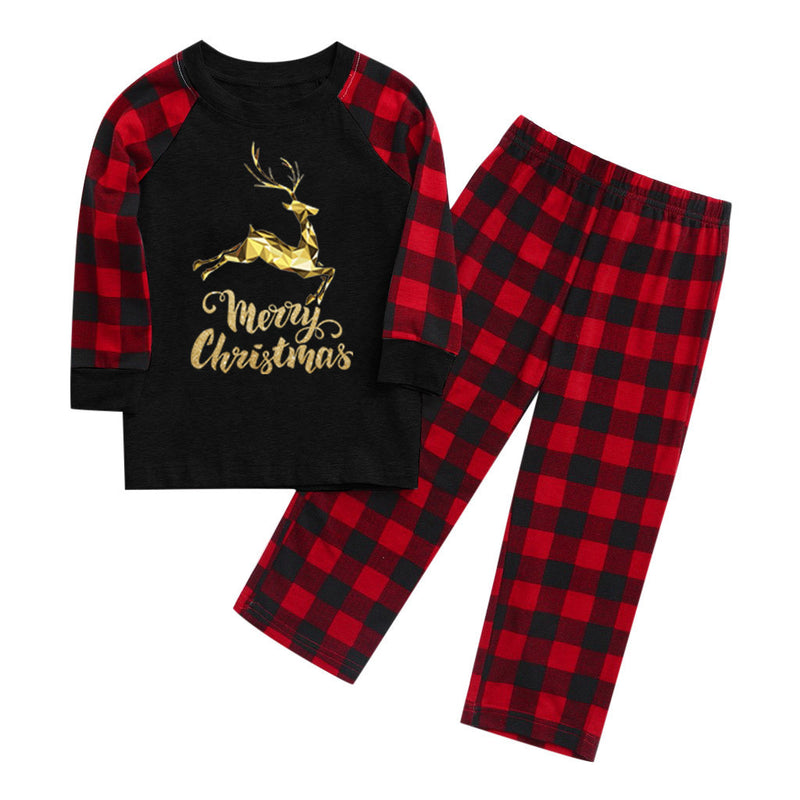 Parent-Child Merry Christmas Elk Plaid Printed Pajamas Sets Mommy And Me Outfits Wholesale - PrettyKid
