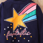 Toddler Boys Girls Solid Color Rainbow Star Print Long-sleeved Suit - PrettyKid