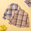 Toddler kids Long-sleeved plaid shirt bow tie cardigan top - PrettyKid
