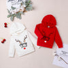 Boys and Girls Christmas Day Model Moose Letter Print Hooded Sweatshirt - PrettyKid