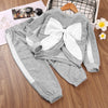 Toddler Kids Girl Solid Color Stitched Large Bow Long Sleeve Sweater Set - PrettyKid