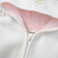 Toddler Girl Solid Lovely Pink Lamb Wool Zip Coat - PrettyKid