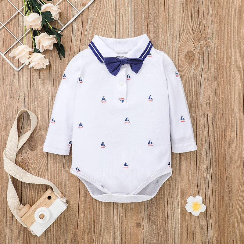 Baby Boys Cartoon Lapel Gentleman Suspender One-piece Suit - PrettyKid