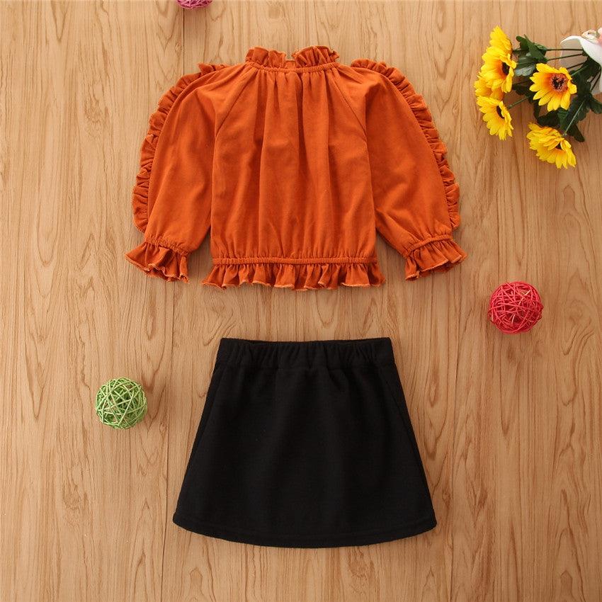 2021 Girl Korean Ins Solid Spring Dress Girl Lace Top Skirt Two-piece Set Wholesale - PrettyKid