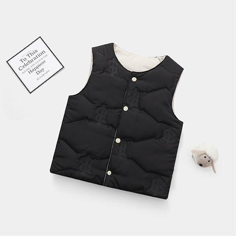 Children's Solid Color Light Down Cotton Vest with Inner Vest Waistcoat - PrettyKid