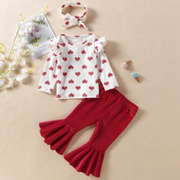 Toddler Kids Girl Solid Letter Love Printed Long Sleeve Top Solid Flared Pants Set - PrettyKid