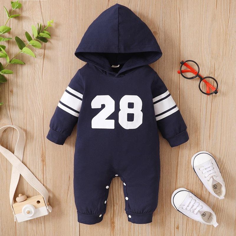 Baby Boys Digital Print Hooded Long-sleeved Jumpsuit - PrettyKid