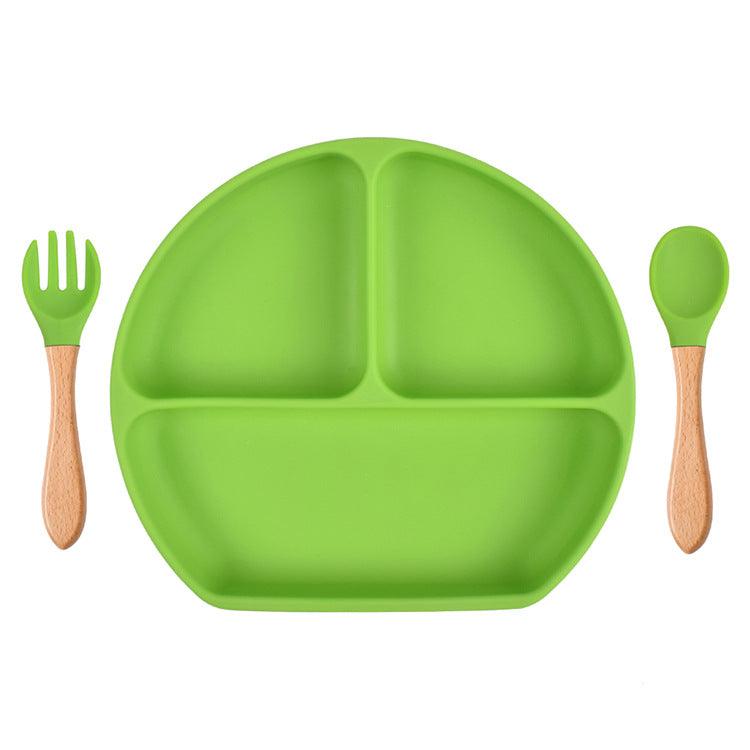 Baby Sub Format Dinner Plate Spoon Fork Silicone Set Children's Tableware - PrettyKid