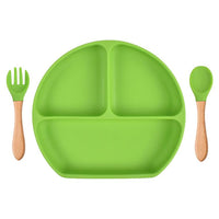 Baby Sub Format Dinner Plate Spoon Fork Silicone Set Children's Tableware - PrettyKid