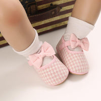 Baby Girls Plaid Bow Child Soft Rubber Sole Non-slip Baby Shoes - PrettyKid