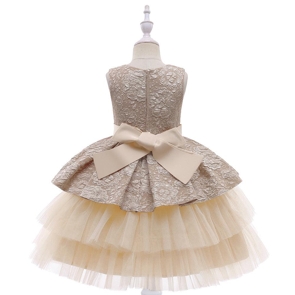 Kids Girls' Gauze Jacquard Fluffy Dress Children's Clothes Manufacturers Wholesale - PrettyKid