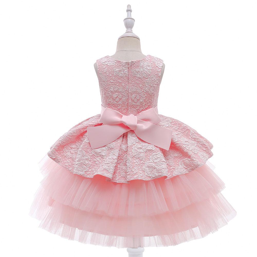 Kids Girls' Gauze Jacquard Fluffy Dress Children's Clothes Manufacturers Wholesale - PrettyKid