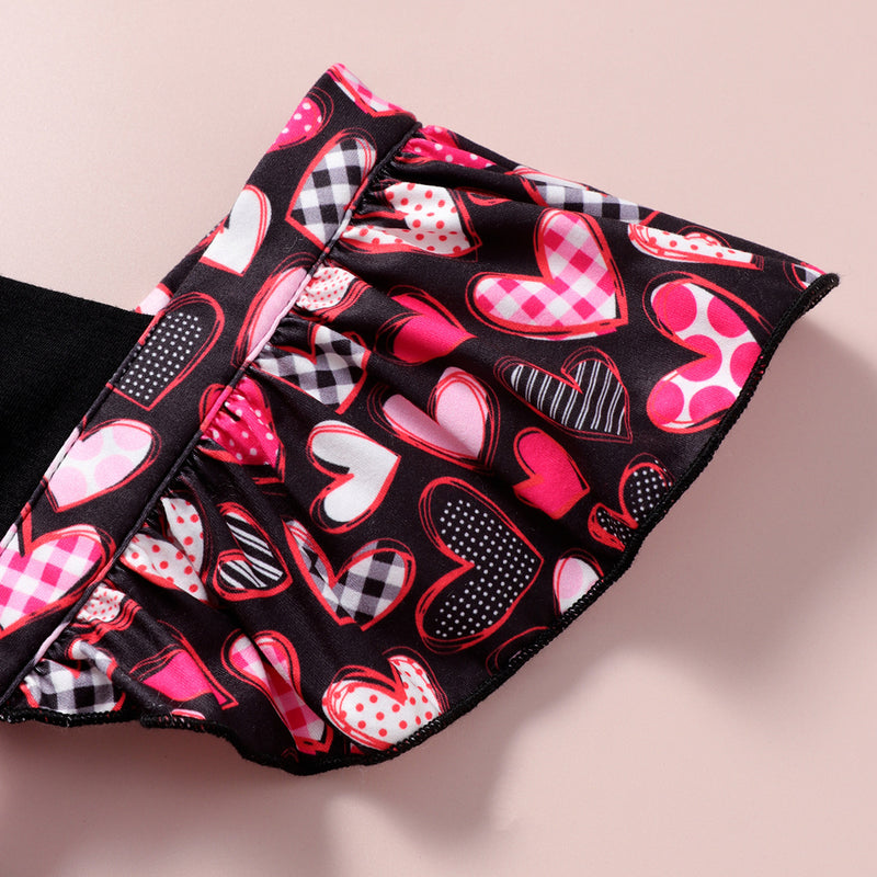 Baby Girls Solid Colour Love Print Valentine's Day Sleeveless Bodysuit - PrettyKid