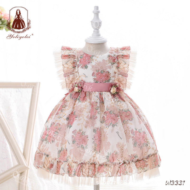 Girl's Court Style Lolita Sleeveless Printing Lovely Fluffy Skirt Wholesale Little Girl Dresses - PrettyKid