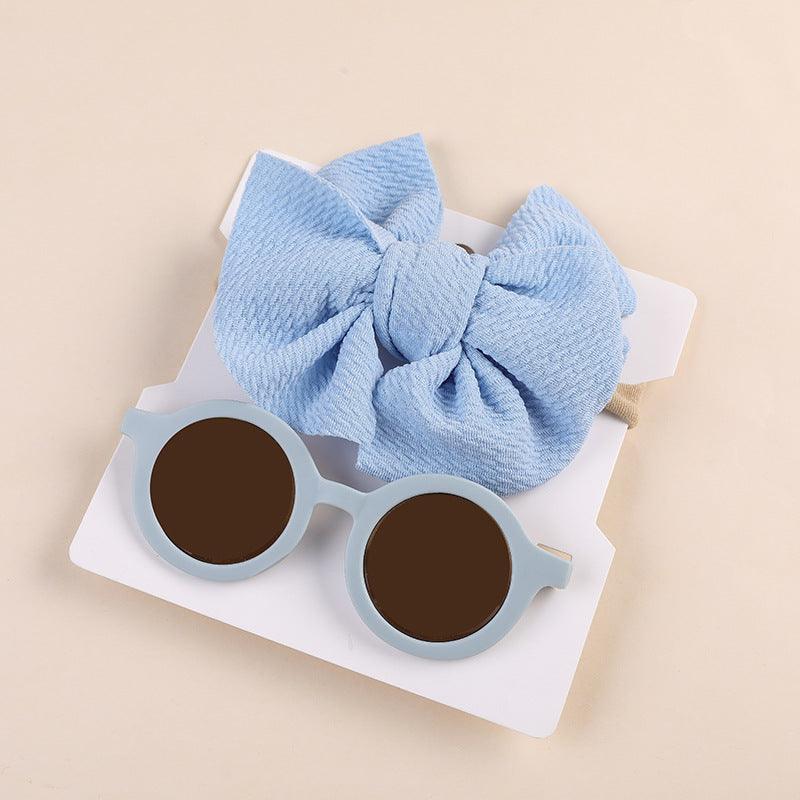 Children's Headwear Bow Nylon Hair Sunglasses Two-piece Set