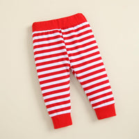 Toddler Kids Long Sleeved Jumpsuit Striped Trousers Three Piece Christmas Suit - PrettyKid