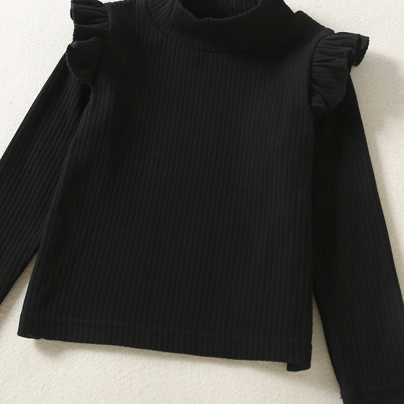 Toddler Kids Girls' Black Sweater Plaid Skirt Two Piece Set - PrettyKid