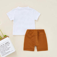 6months-3years Toddler Boy Sets Children's Clothing Boys Summer Suit Letter Print Short Sleeve T-shirt & Shorts Two Piece Set - PrettyKid