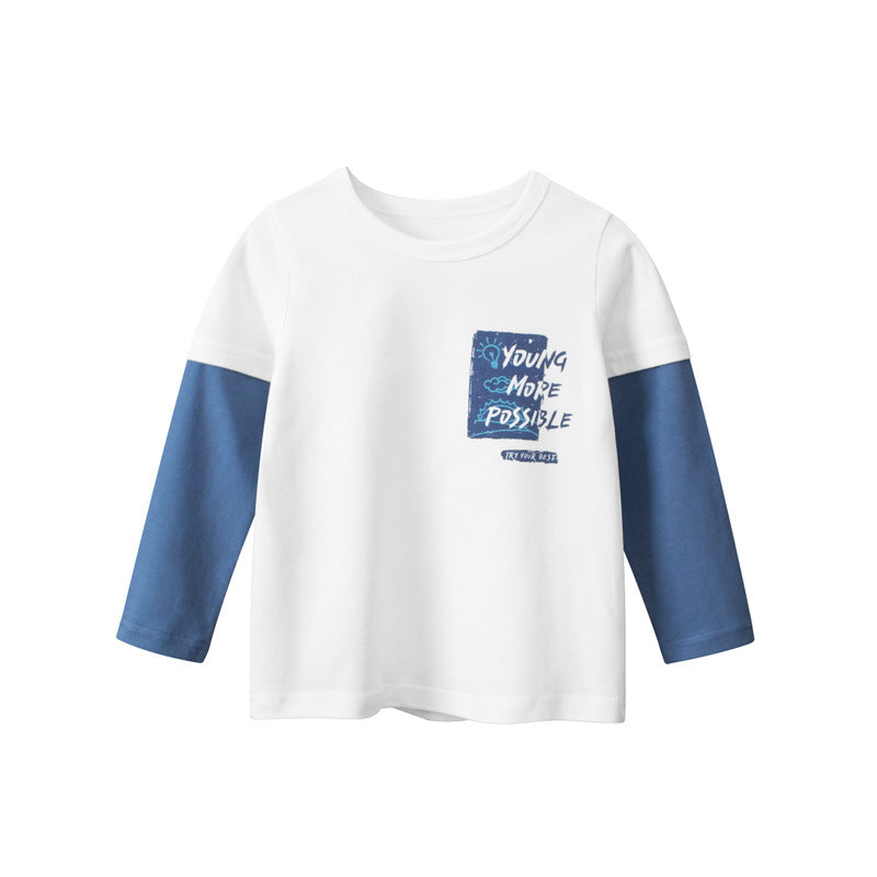 Toddler Kids Boys Letter Print Long-sleeved T-shirt Top - PrettyKid