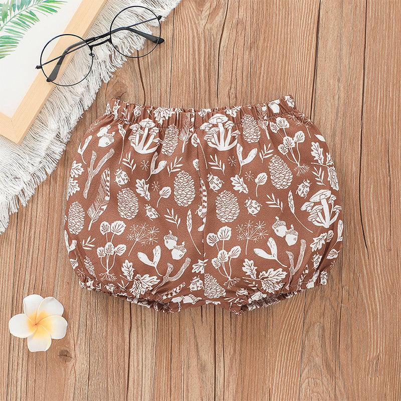 Toddler Girls Solid Color Lace T-shirt Floral Print Shorts Set - PrettyKid