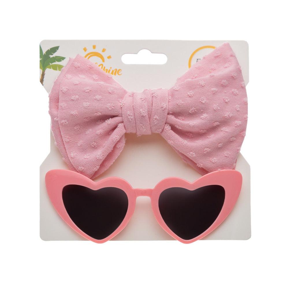 Children's Sunglasses New Vintage Love Glasses Set Hair Band Set