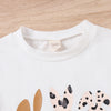 Girls' Bunny Printed Short-sleeved Flared Trousers with Hair Band Girls' Three-piece Suit