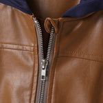 Kids Boys' Solid Long Sleeve Hooded Leather Jacket - PrettyKid