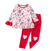 Toddler Kids Girls Love Print Flared Sleeve Top Solid Color Pants Valentine's Day Suit - PrettyKid