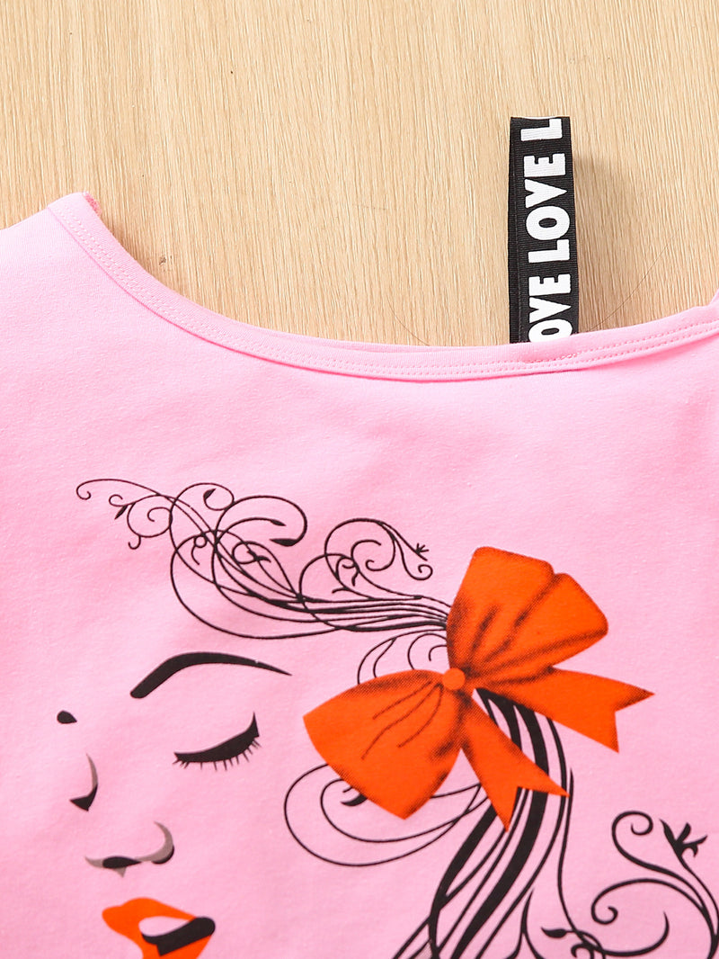 Summer Fashion Girls Strapless T-shirt Denim Short Skirt Set Children's Clothing - PrettyKid