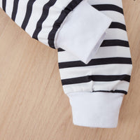 Toddler Kids Solid Letter Print Top Stripe Pants Set - PrettyKid