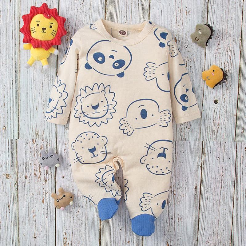 Panda Printed Wrap Leg Long Sleeved Jumpsuit Baby Pajamas - PrettyKid