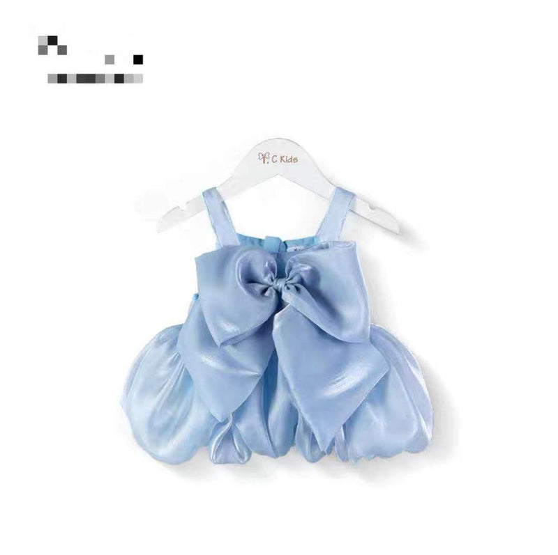 Infant Female Baby Summer New Korean Version of A Hundred Wearable External Sling Undershirt Fashion Bow Jumpsuit - PrettyKid