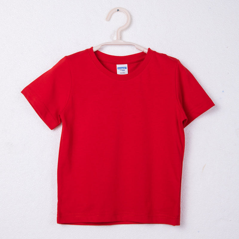 Children Boys Girls Cotton T-shirt Solid Short Sleeve Top - PrettyKid