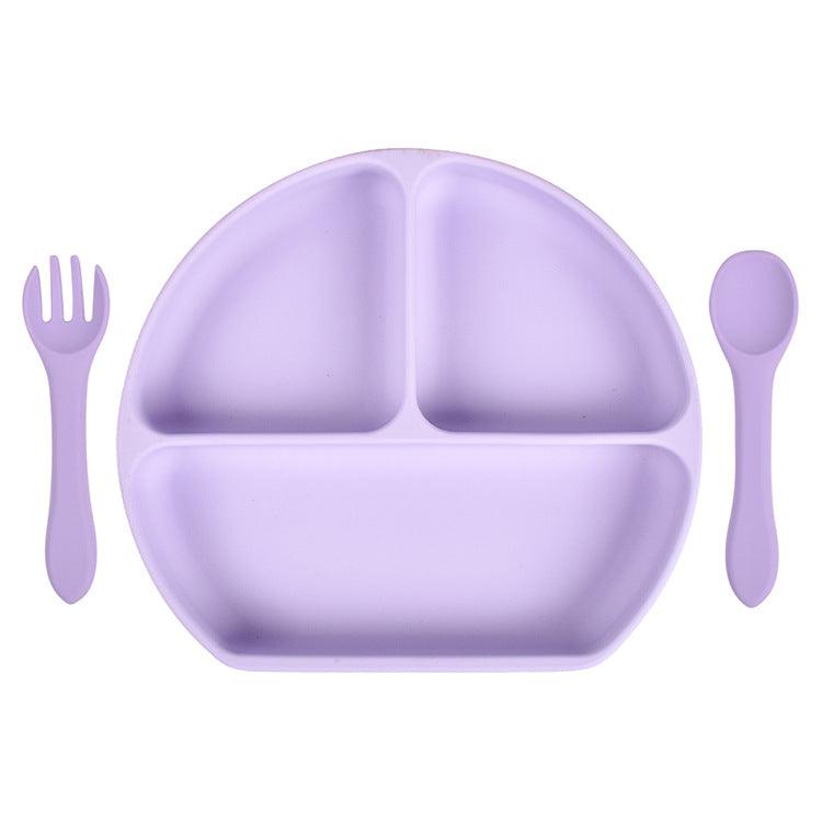 Baby Silicone Plate Fork Spoon Set - PrettyKid