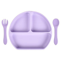 Baby Silicone Plate Fork Spoon Set - PrettyKid