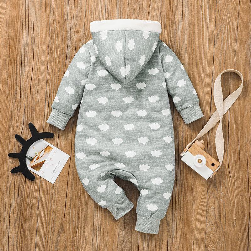 Baby Boys Cute Cloud Print Hoodie Zipper Shirt Jumpsuit - PrettyKid