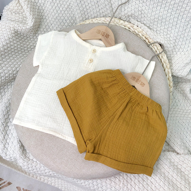 Baby Cotton Lightweight Breathable Set Male Infant 2PC Set