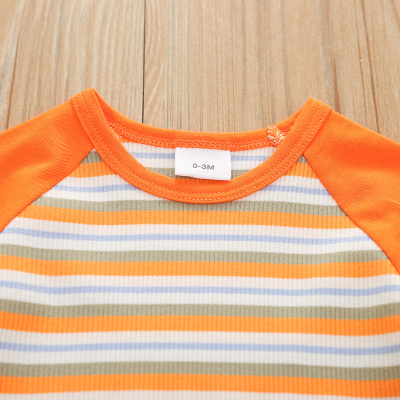 Baby boys girls' summer short-sleeved striped jumpsuit - PrettyKid